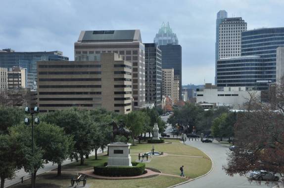 Do alto do capitólio, a visão da cidade de Austin, no Texas. nos Estados Unidos